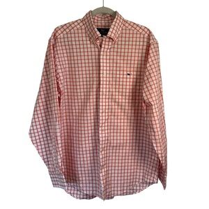 Vineyard Vines Coral Red Orange Plaid Gingham Checkered Button Up Mens Sz Medium